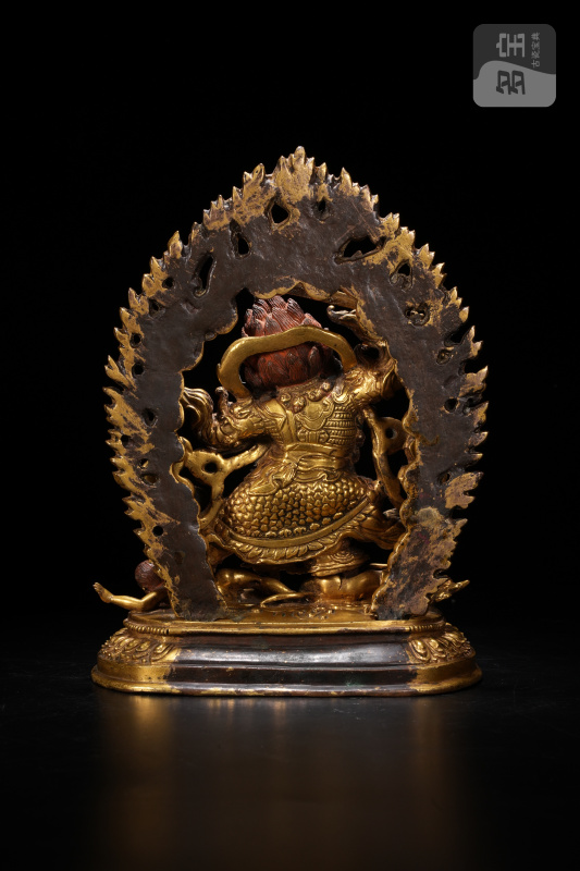清乾隆 扎什伦布寺风格 铜鎏金大红司命主 - 图7